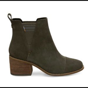 TOMS ESME OLIVE SUEDE BOOTIE